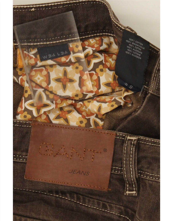 Gant Herren Straight Jeans W34 L34 Braune Baumwolle