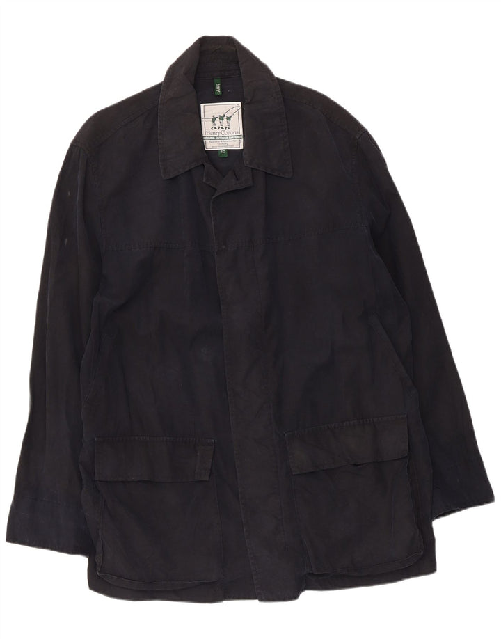 Henry Cottons Herren-Regenjacke IT 50 Large aus marineblauer Baumwolle