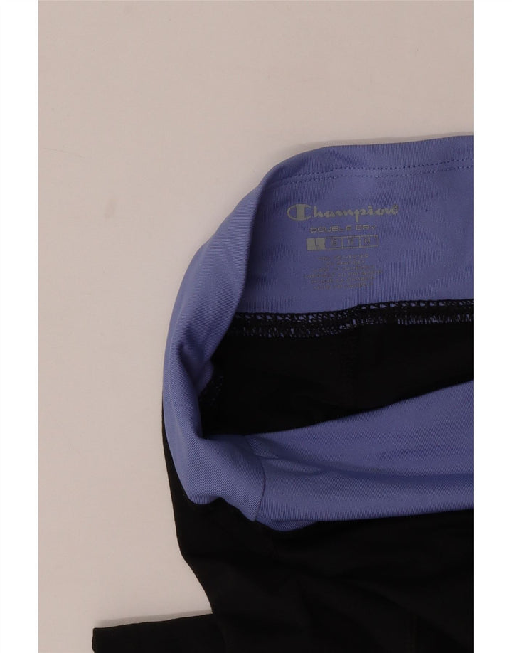 Champion Damen Bermuda Sport Shorts UK 14 Large Schwarz Colourblock