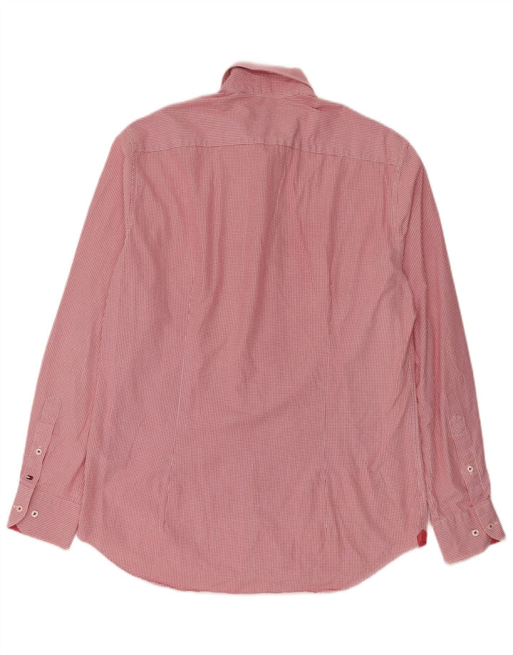 Maßgeschneidertes Herrenhemd von Tommy Hilfiger, Größe 39 15 1/2 Mittelroter Hahnentrittmuster