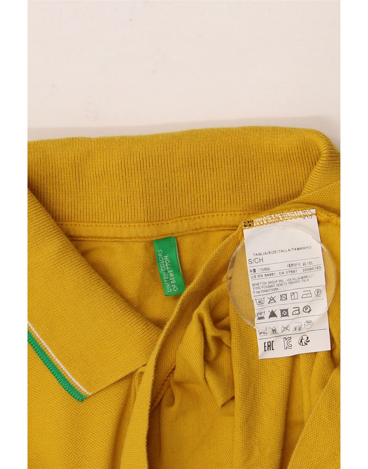 BENETTON Herren-Poloshirt, klein, gelbe Baumwolle