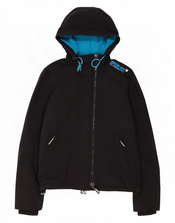 Superdry Damen Windcheater mit Kapuze, Windjacke, Gr. 10, Schwarz