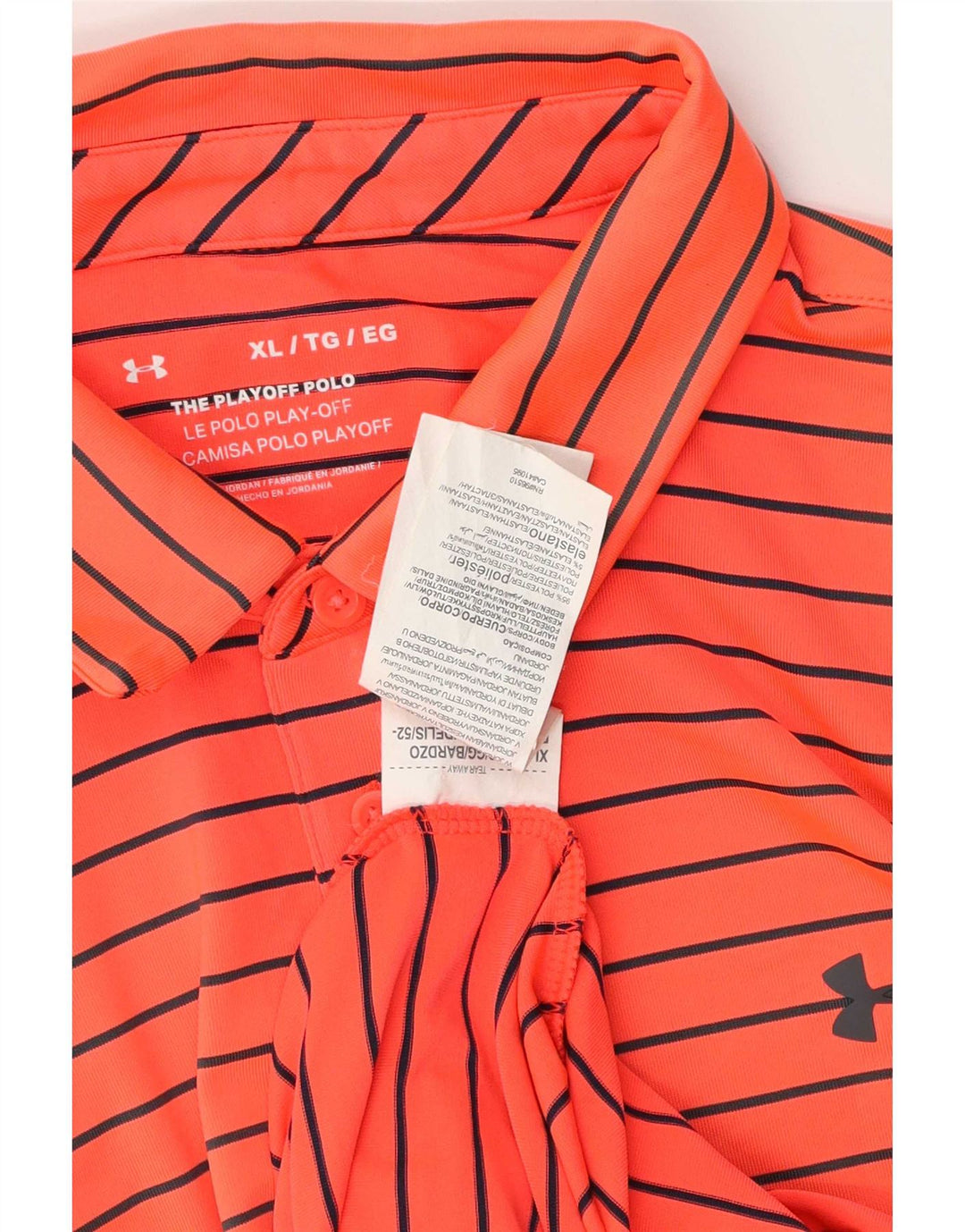Under Armour Herren Poloshirt XL Orange gestreift Polyester