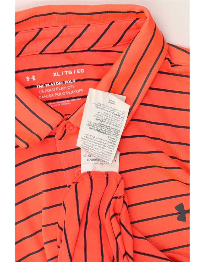 Under Armour Herren Poloshirt XL Orange gestreift Polyester
