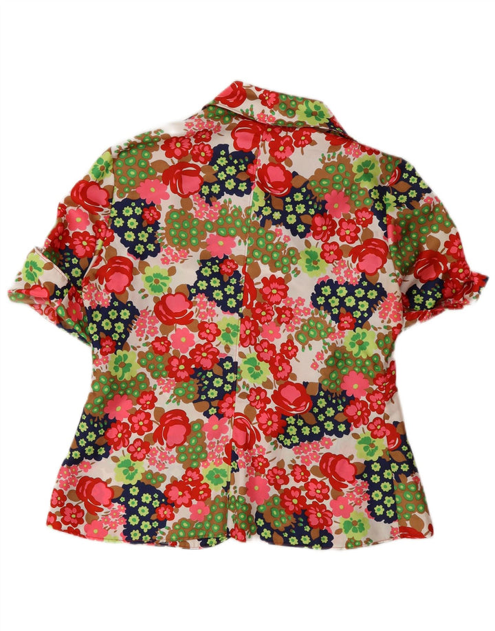 VINTAGE Damen Kurzarm-Blazerjacke UK 12 Medium Mehrfarbig