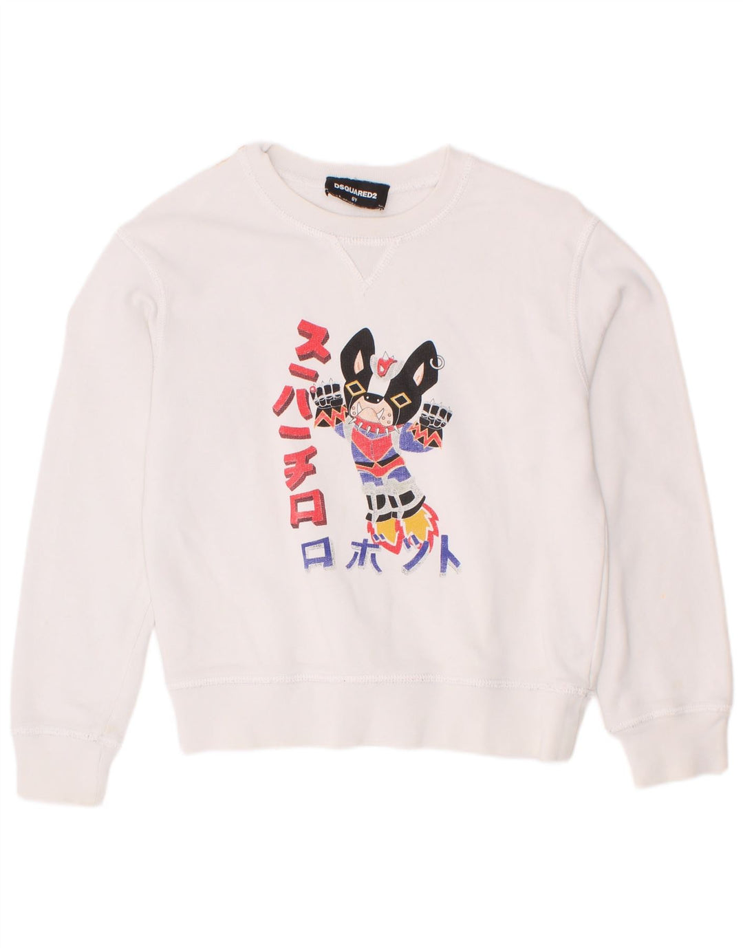 Dsquared2 Sweatshirt-Pullover mit Grafik für Mädchen, 5–6 Jahre, weiße Baumwolle