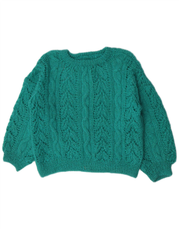 Vintage Damen Pullover mit Rundhalsausschnitt UK 14 Mittelgrün