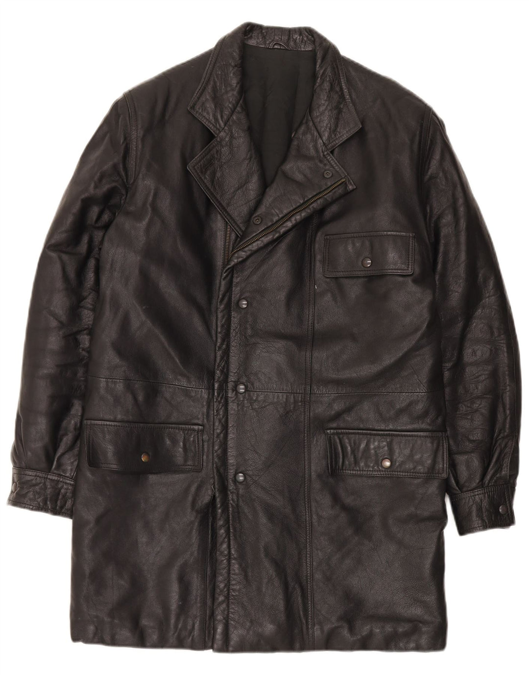 Vintage Herren Lederjacke IT 48 Medium Schwarz
