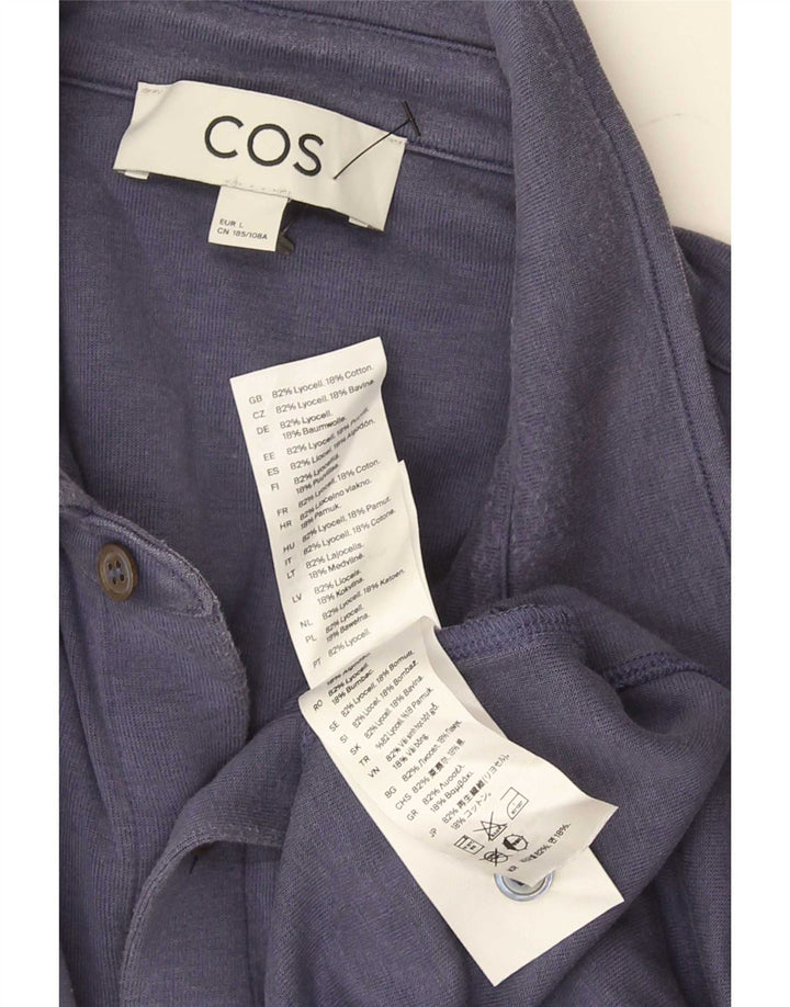 Cos Herren-Kurzarmhemd, groß, Marineblau, Lyocell