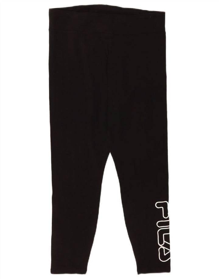 Fila Damen Grafik-Crop-Leggings, groß, aus schwarzer Baumwolle
