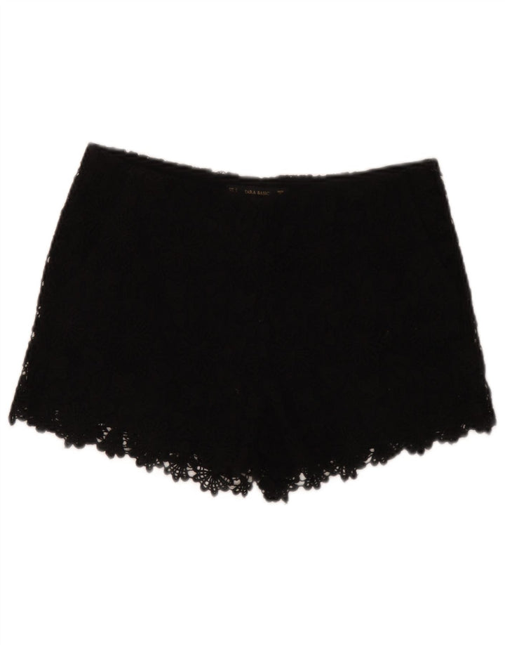 Zara Damen Casual Shorts Small W26 Schwarz geblümt