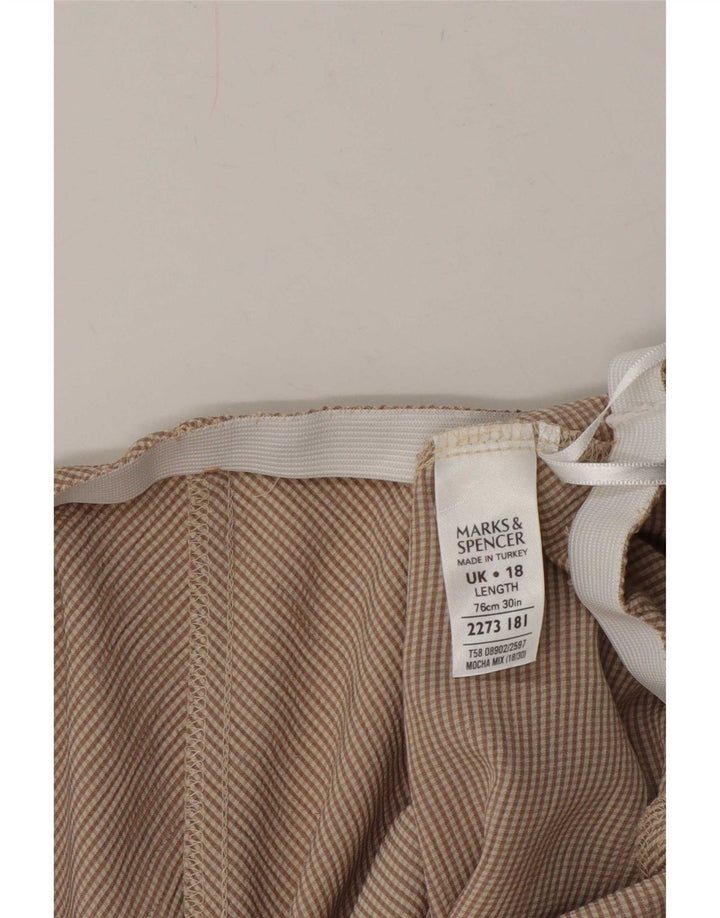Marks & Spencer Damen ausgestellter Rock UK 18 XL W38 Beige Gingham Viskose