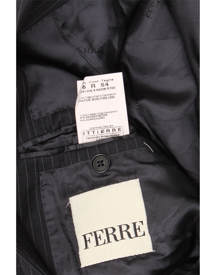 Ferre Herren-Blazer mit 3 Knöpfen, IT 54 2XL, marineblaue Nadelstreifen-Schurwolle