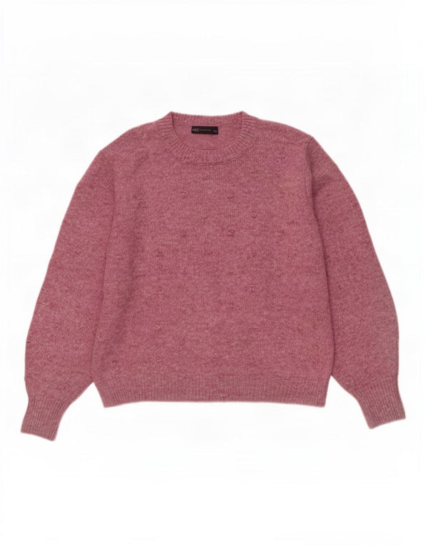 Marks & Spencer Damen-Pullover mit Rundhalsausschnitt, Gr. 16, Größe L, rosa meliert