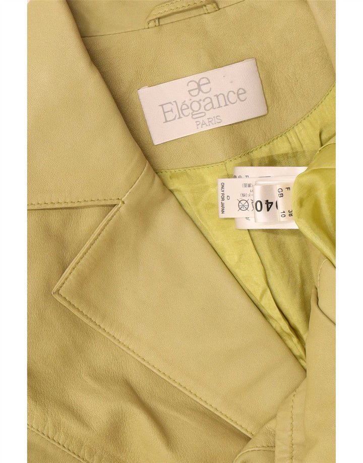 Elegance Damen-Blazerjacke aus Leder mit 3 Knöpfen, Gr. 10, klein, grünes Leder