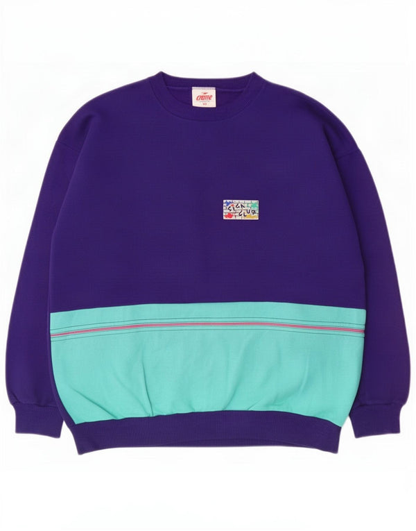 Crane Herren-Sweatshirt-Pullover, UK 40, Mittelviolett, Colourblock-Baumwolle