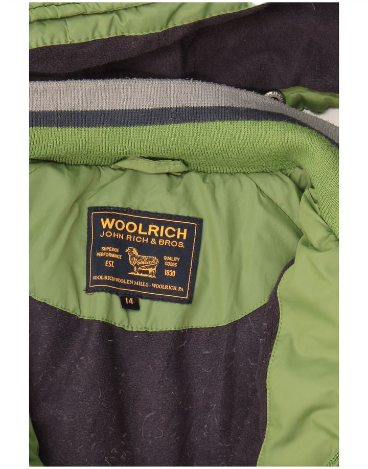 Woolrich Wattierte Jacke mit grafischer Kapuze für Jungen, 13–14 Jahre, Grün