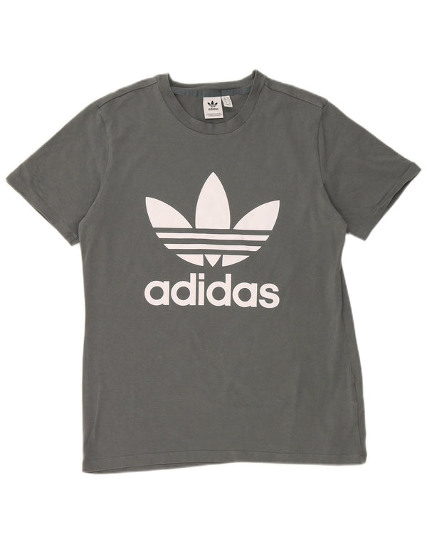 ADIDAS Damen Grafik T-Shirt Top UK 16 Large Grau Baumwolle