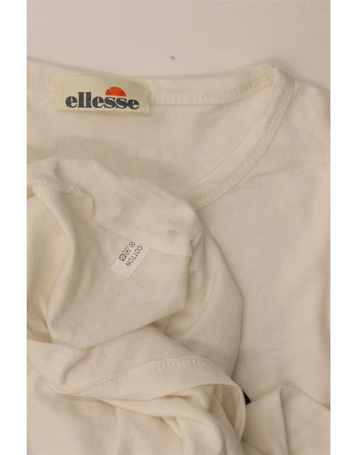 Ellesse Womens Graphic T-Shirt Top UK 12 Medium Off White