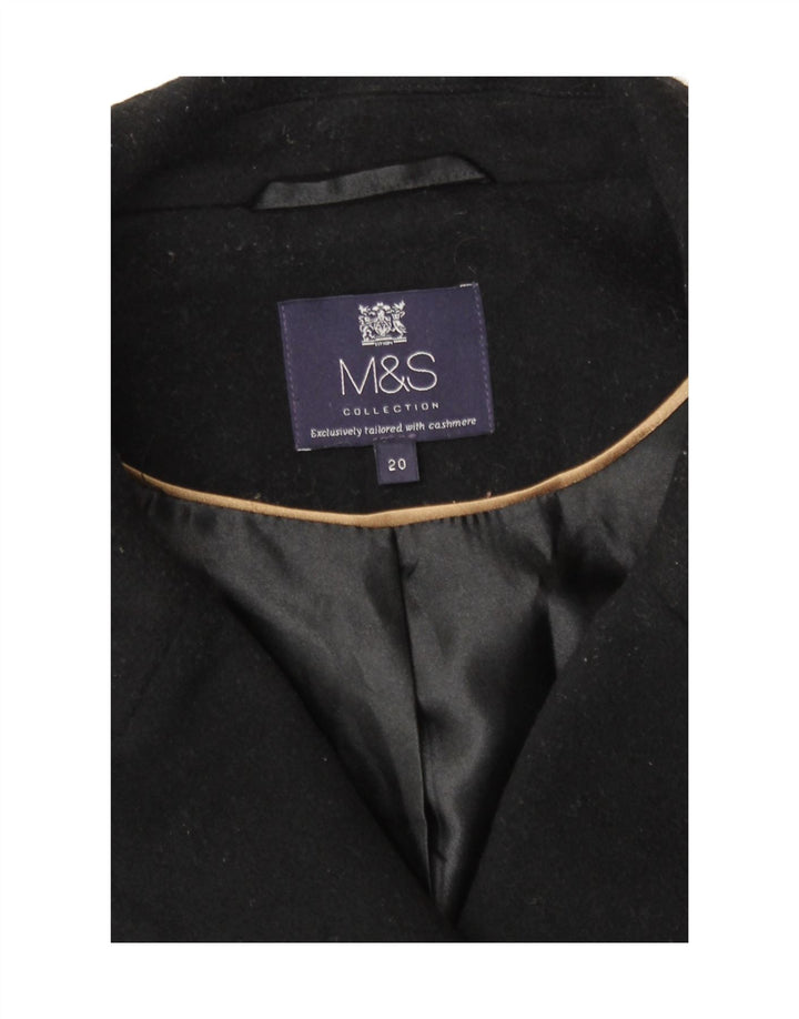 Marks & Spencer Damen Zweireihiger Mantel UK 20 2XL Schwarze Wolle