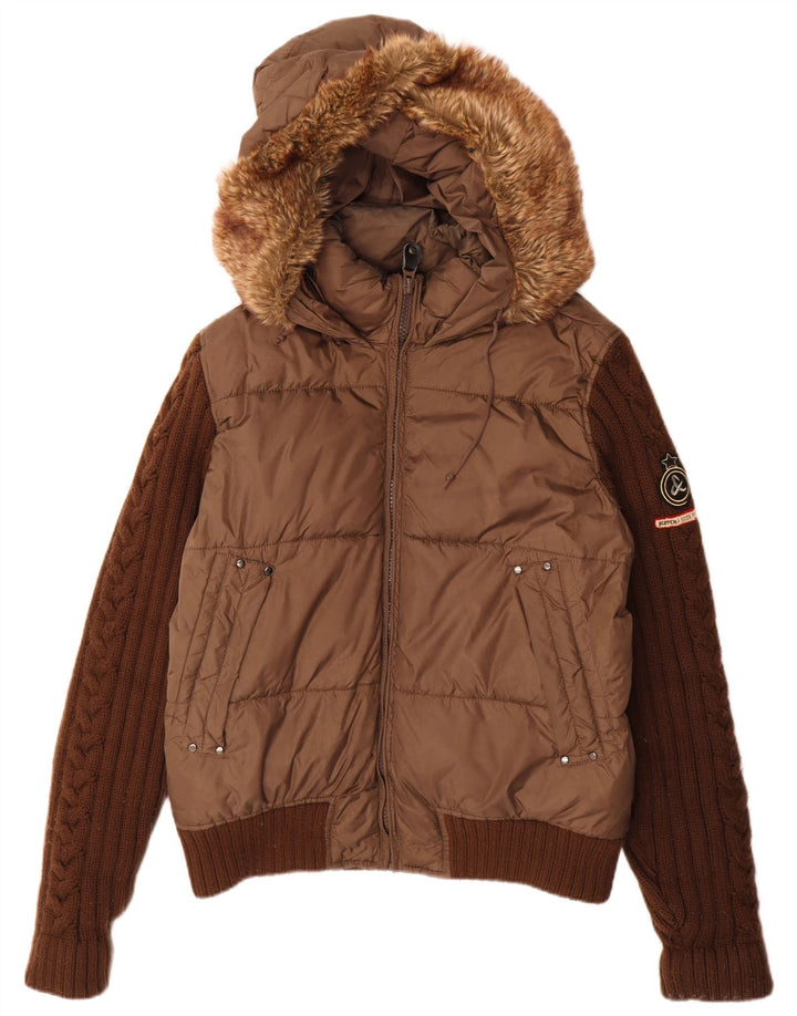 Scotch & Soda Herren-Jacke mit Kapuze, gepolstert, Größe 40, Braun, Polyamid