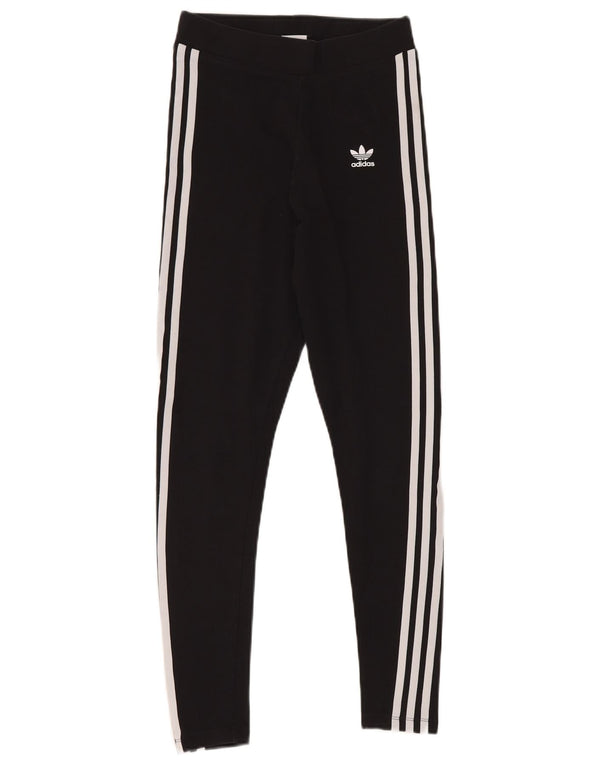 ADIDAS Damen Leggings UK 8 Small Schwarz Baumwolle