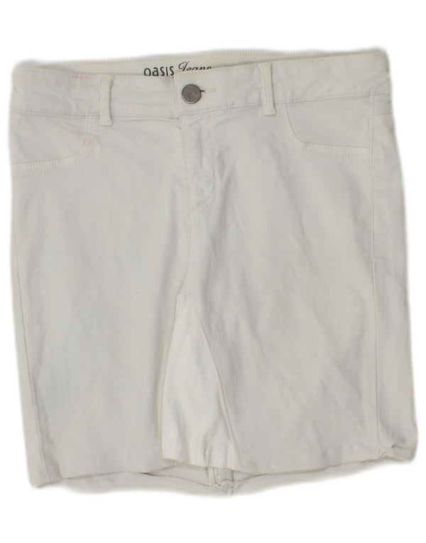 Oasis Damen Jeansshorts UK 12 Medium W28 Weiße Baumwolle