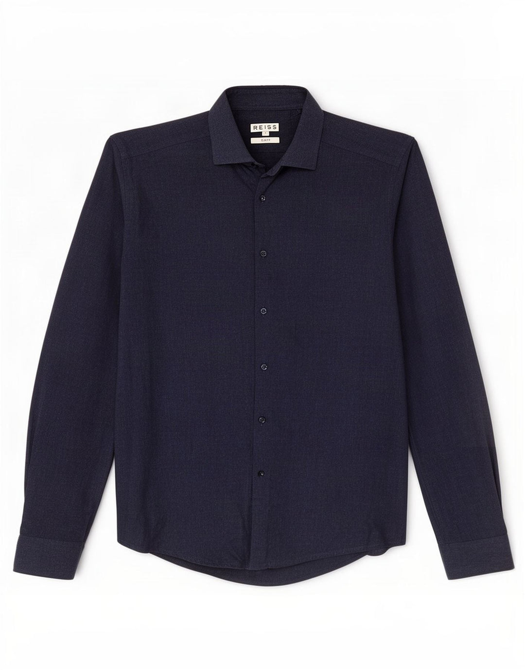 Reiss Herren-Slim-Fit-Hemd, klein, marineblau, Baumwolle