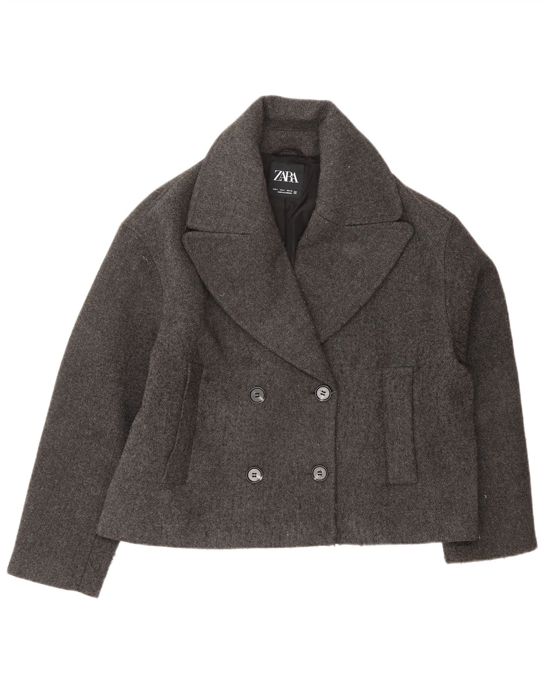 Zweireihiger, übergroßer Blazer von Zara für Damen, Gr. 10, Größe S, Grau