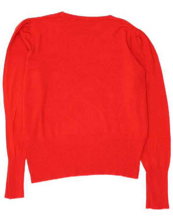 Marks & Spencer Damen-Pullover mit Rundhalsausschnitt, UK 14, Größe L, rote Viskose