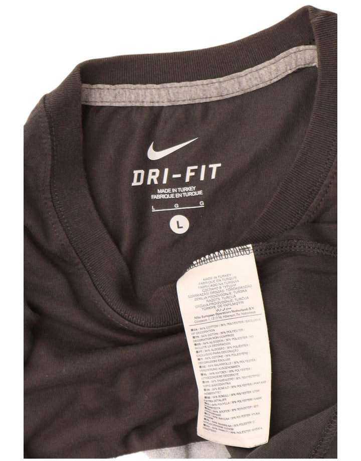 Nike Herren-T-Shirt mit Dri-Fit-Grafik, Größe L, aus grauer Baumwolle