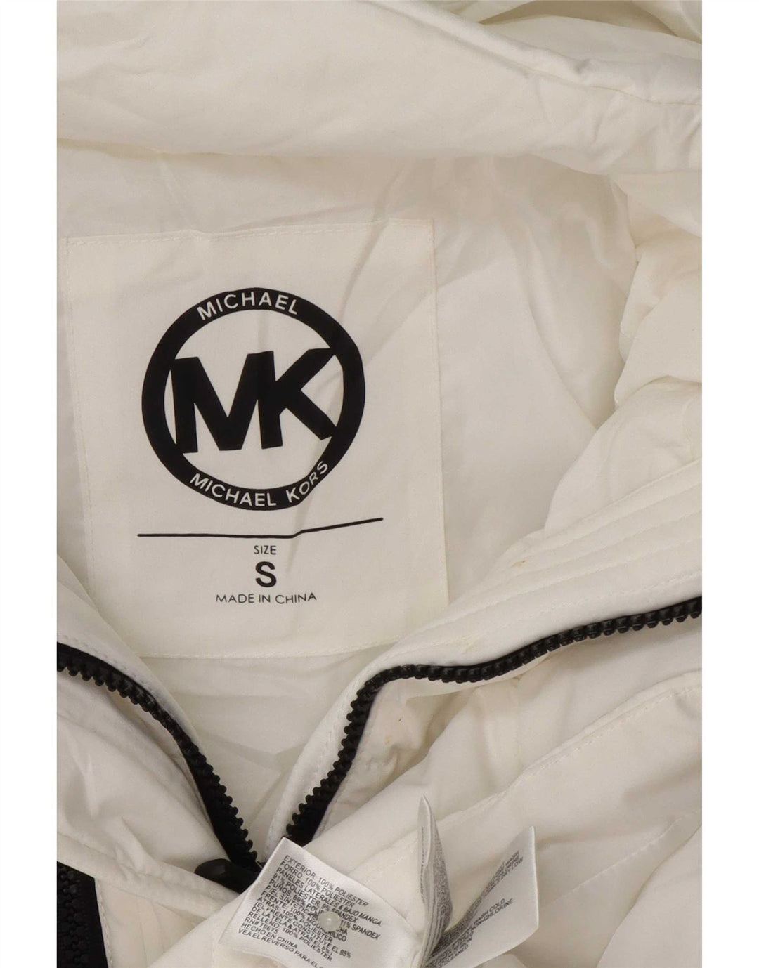 Michael Kors Wattierte Damenjacke mit Kapuze, UK 10, Größe S, Weiß, Polyester