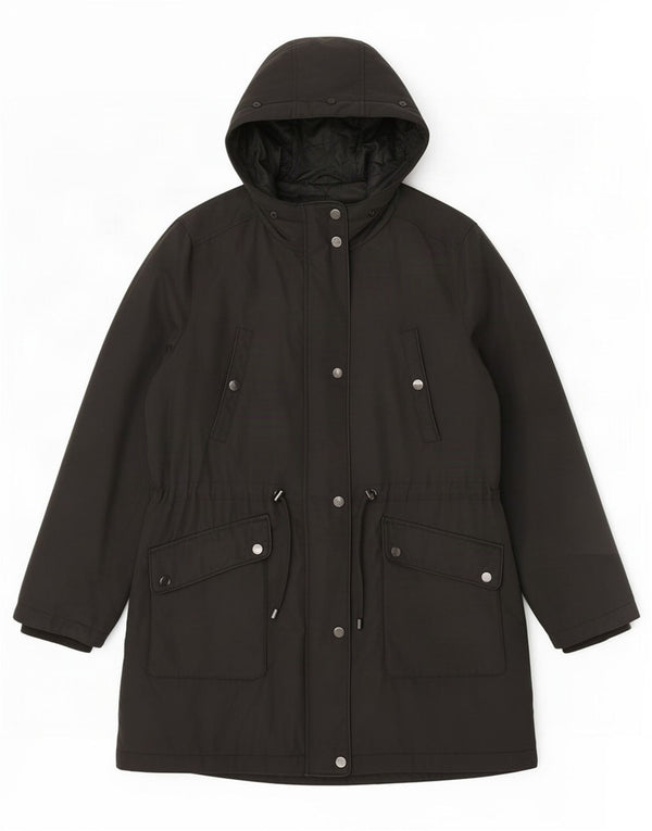 Marks & Spencer Wattierter Damenmantel mit Kapuze, UK 18, XL, Schwarz, Polyester