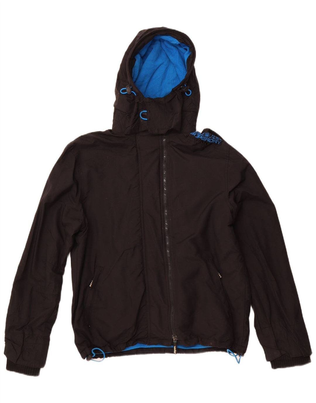 SUPERDRY Herren Windcheater Kapuzen-Windjacke UK 42 XL Schwarzes Nylon