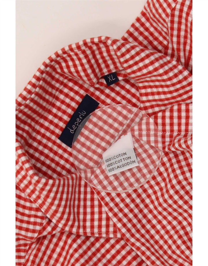 Deperlu Herren-Flanellhemd XL aus roter Gingham-Baumwolle
