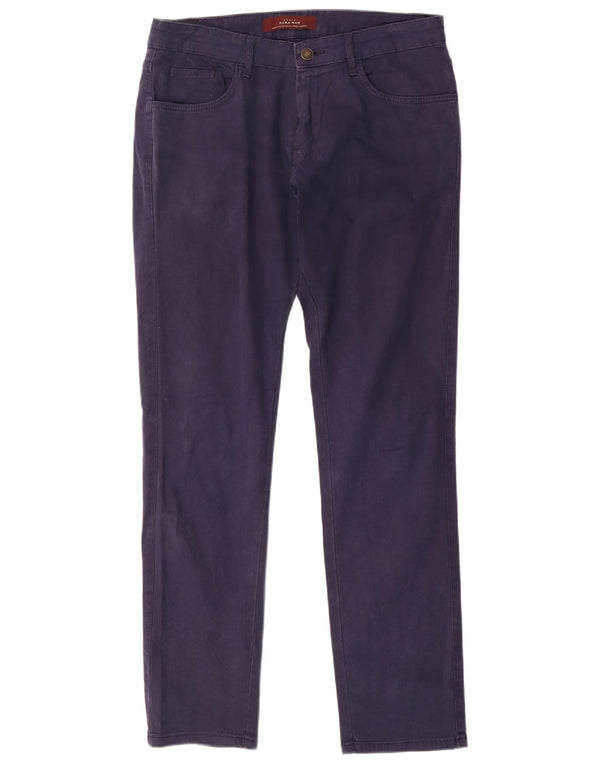 Schmale Freizeithose für Herren von Zara, EU 42, Größe L, W32, L31, Marineblau, Baumwolle