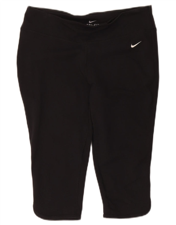 Nike Damen Dri Fit Capri Leggings UK 12/14 Medium Schwarz