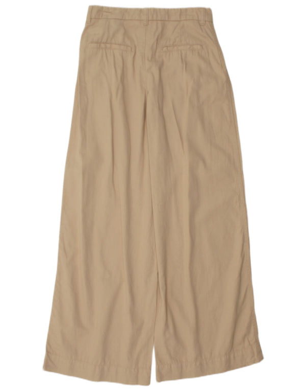 Zara Damen-Chinohose mit weitem Bein und Pegged, EU 34, 2XS, W24, L32, beige Baumwolle