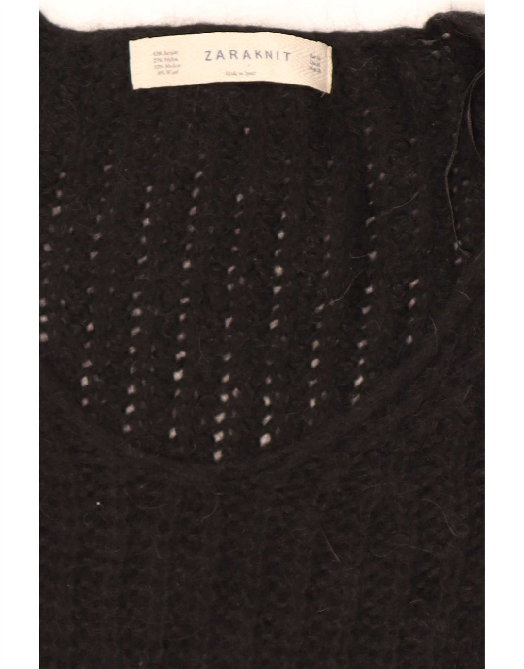 Zara Damen-Pullover mit V-Ausschnitt, Gr. 14, Mittelschwarz, Acryl