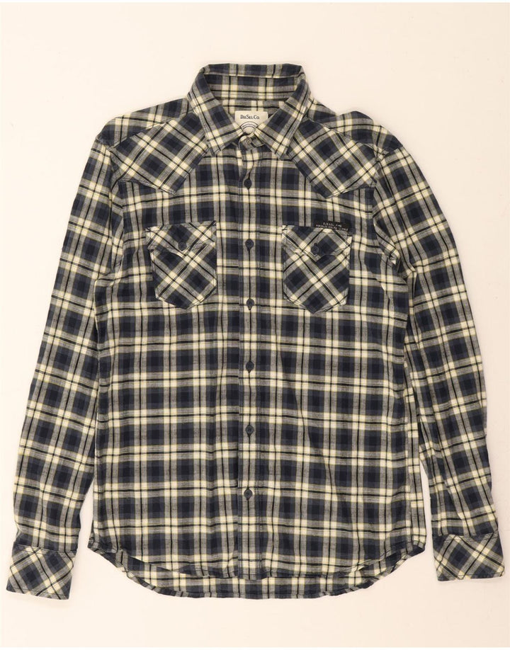 DIESEL Mens Flannel Shirt Large Navy Blue Check Cotton Vintage Diesel and Second-Hand Diesel from Messina Hembry 