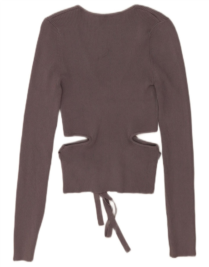 Zara Damen Cut-Out Crop Top UK 10 Small Graue Viskose