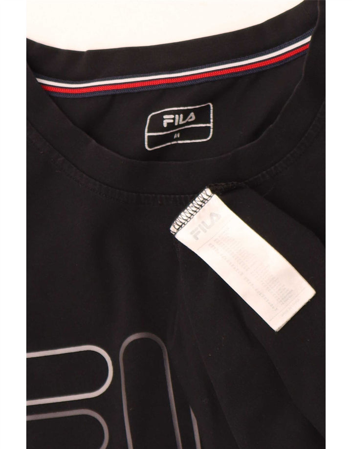Fila Herren Grafik-T-Shirt-Oberteil aus mittelschwarzer Baumwolle