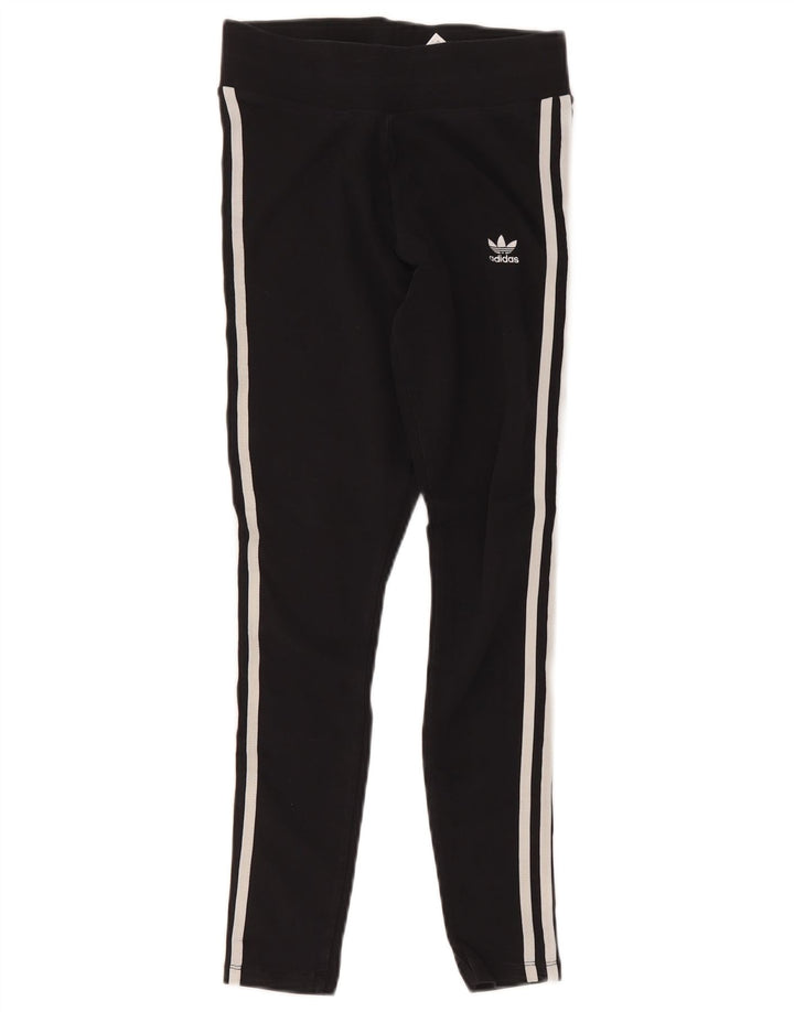 Adidas Damen Leggings UK 10 Small Schwarz Baumwolle