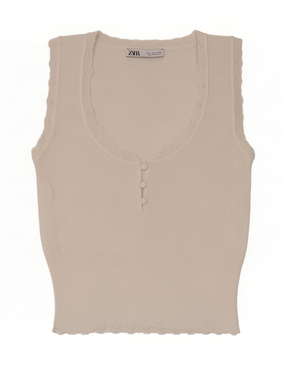 Zara Damen Weste Top UK 12 Mittelweiße Viskose