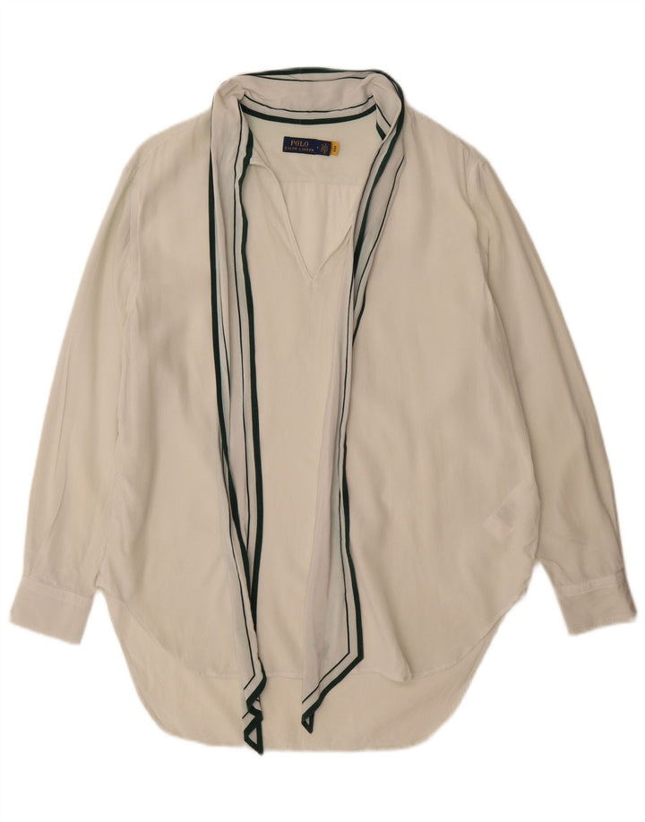 Polo Ralph Lauren Lang geschnittenes, übergroßes Pullover-Hemd für Damen, US 4 Small, Weiß