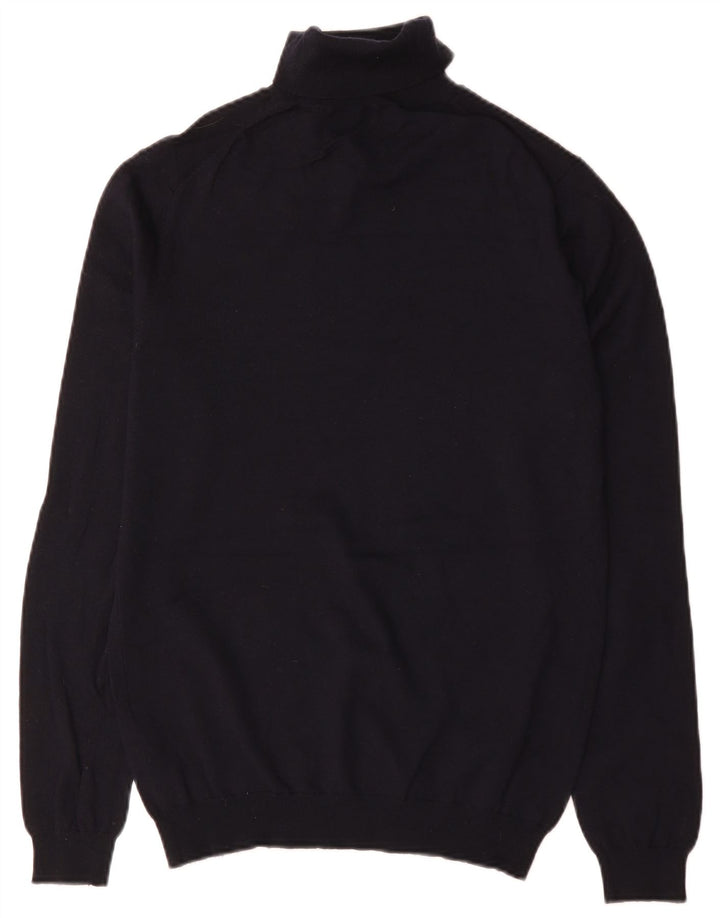 Reiss Herren-Rollkragenpullover aus mittelblauer Wolle in Marineblau