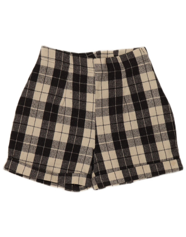 Phard Womens High Waist Casual Shorts W24 XS Schwarz karierte Wolle