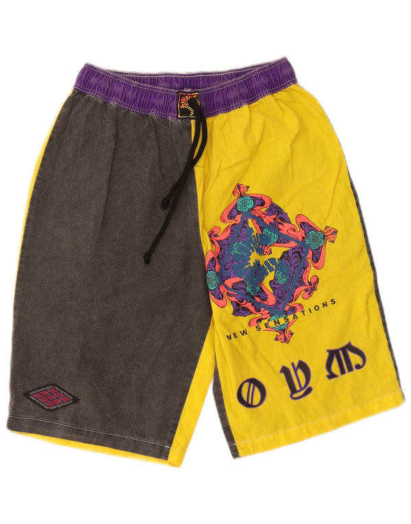 Santo Stefano Herren Grafik-Sportshorts IT 46 Small Gelb Farbblock
