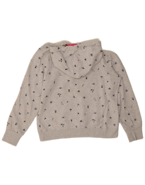 Superdry Damen Graphic Hoodie Pullover UK 18 XL Grau Baumwolle