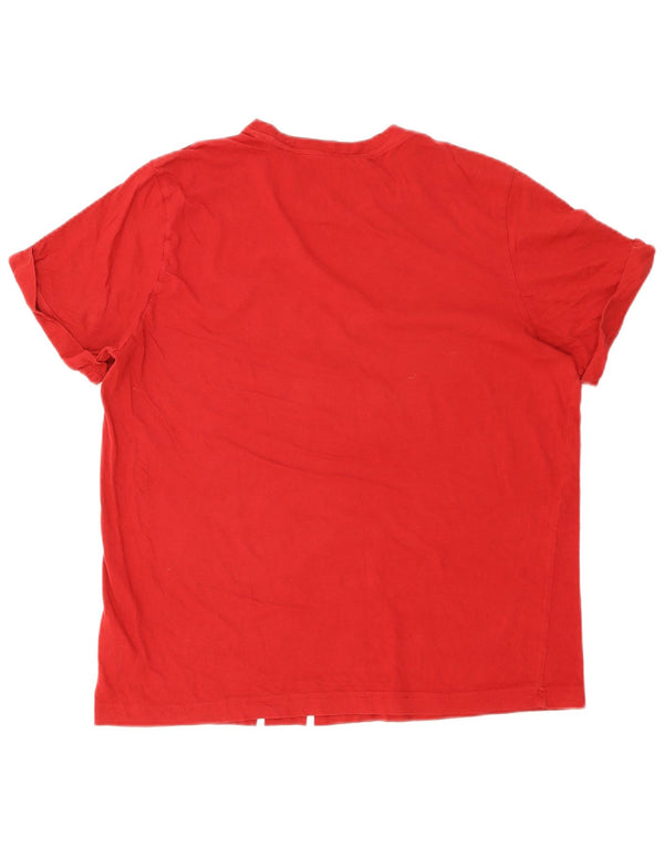 Adidas Damen Grafik T-Shirt Top UK 16/18 Große rote Baumwolle